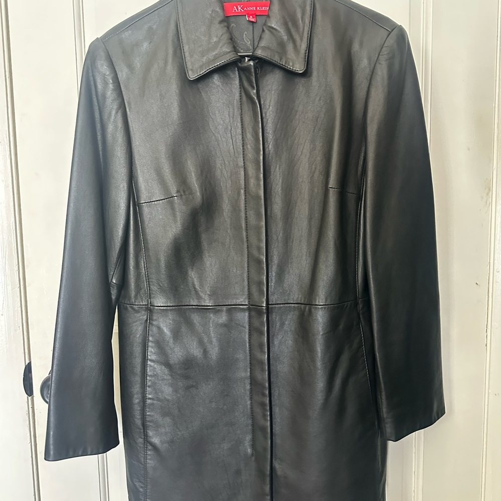 Anne Klein Women's 100% Lambskin Leather Jacket Mid-Length Size Small